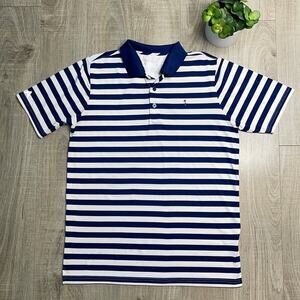 ANTIGUA Navy White Striped Short Sleeve Golf Polo Shirt Men’s Size Large